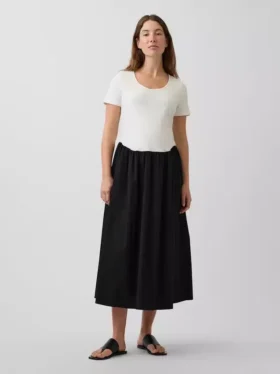 Vestido premamá de mezcla de telas con cintura baja