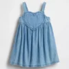 Vestido sin mangas con corazón de mezclilla para bebés y niños pequeños