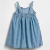 Vestido sin mangas con corazón de mezclilla para bebés y niños pequeños