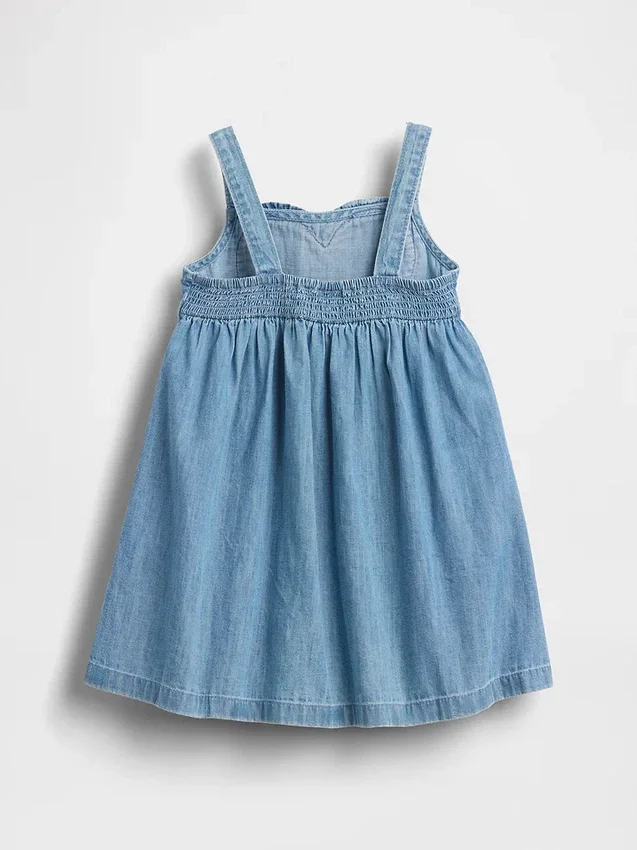 Vestido sin mangas con corazón de mezclilla para bebés y niños pequeños