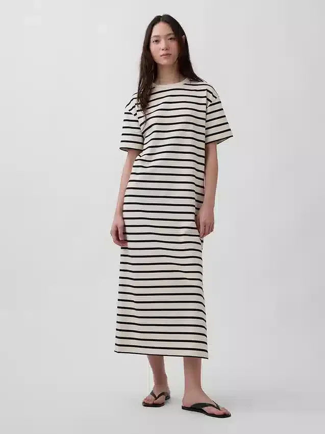 Vestido tipo camiseta maxi oversize de tejido grueso