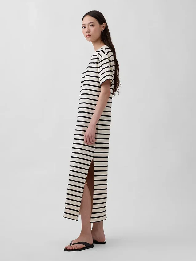 Vestido tipo camiseta maxi oversize de tejido grueso