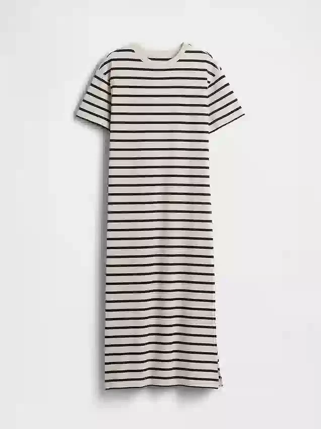 Vestido tipo camiseta maxi oversize de tejido grueso