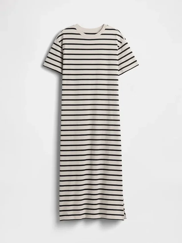 Vestido tipo camiseta maxi oversize de tejido grueso