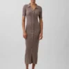 Vestido tipo cárdigan midi con cuello acanalado CashSoft