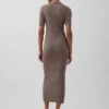Vestido tipo cárdigan midi con cuello acanalado CashSoft