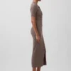 Vestido tipo cárdigan midi con cuello acanalado CashSoft