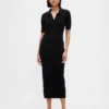 Vestido tipo cárdigan midi con cuello acanalado de CashSoft