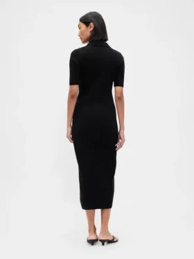 Vestido tipo cárdigan midi con cuello acanalado de CashSoft