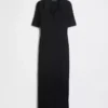 Vestido tipo cárdigan midi con cuello acanalado de CashSoft