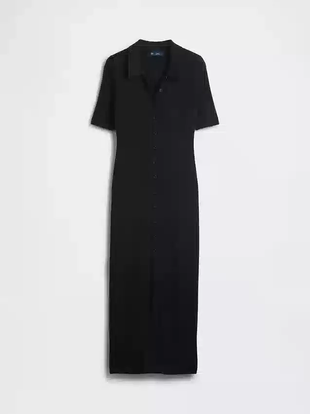 Vestido tipo cárdigan midi con cuello acanalado de CashSoft