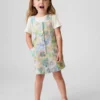Vestido tipo jumper de mezclilla con estampado floral para bebés y niños