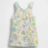 Vestido tipo jumper de mezclilla con estampado floral para bebés y niños