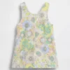 Vestido tipo jumper de mezclilla con estampado floral para bebés y niños