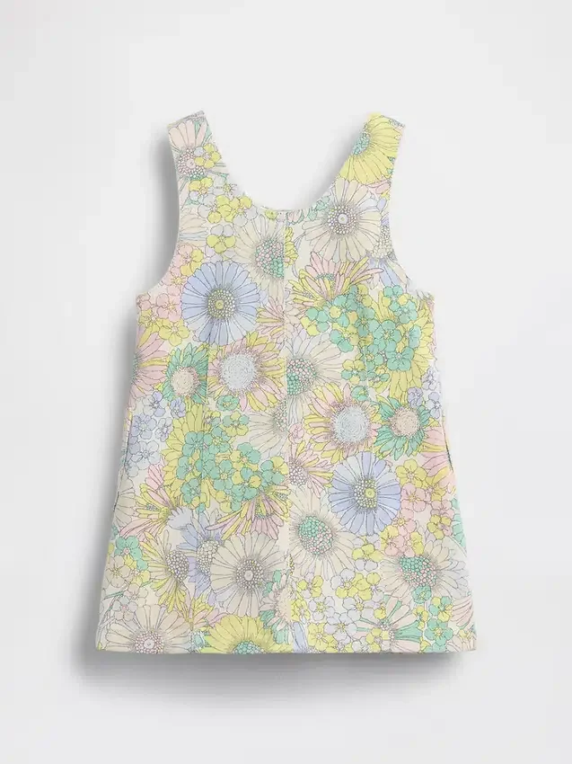 Vestido tipo jumper de mezclilla con estampado floral para bebés y niños