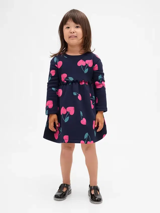 Vestido tipo sudadera con volantes en la cintura para bebés y niños pequeños